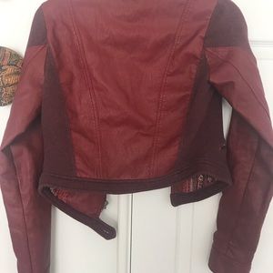 Miss Me Burgundy Leather faux motto Jacket
